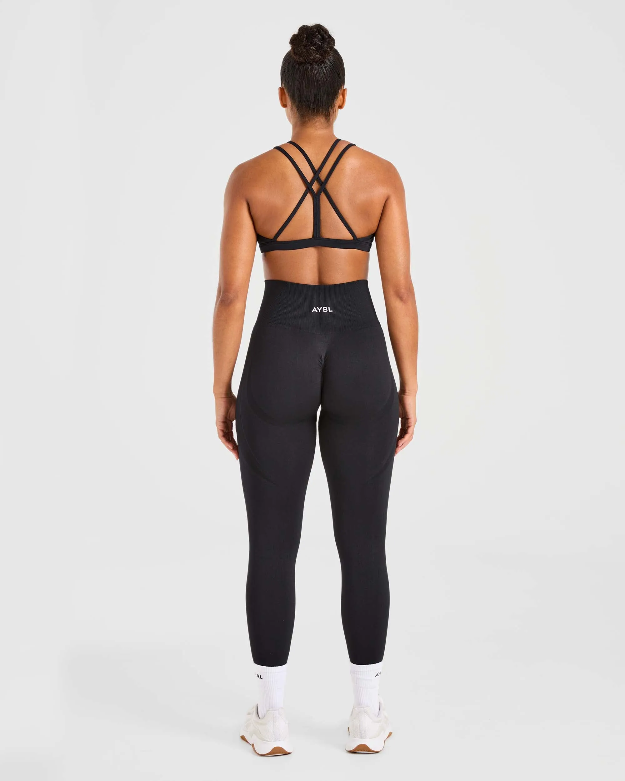 Essential Strappy Sports Bra - Black simple design