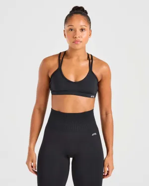 Essential Strappy Sports Bra - Black Seamless Closure Anti-shrink seams