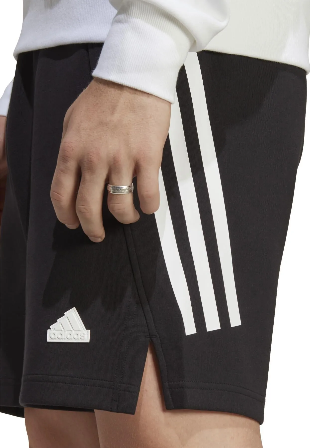 Stretchable Waistband Non Restrictive Waistband adidas Future Icons 3 Stripes Mens Shorts - Black