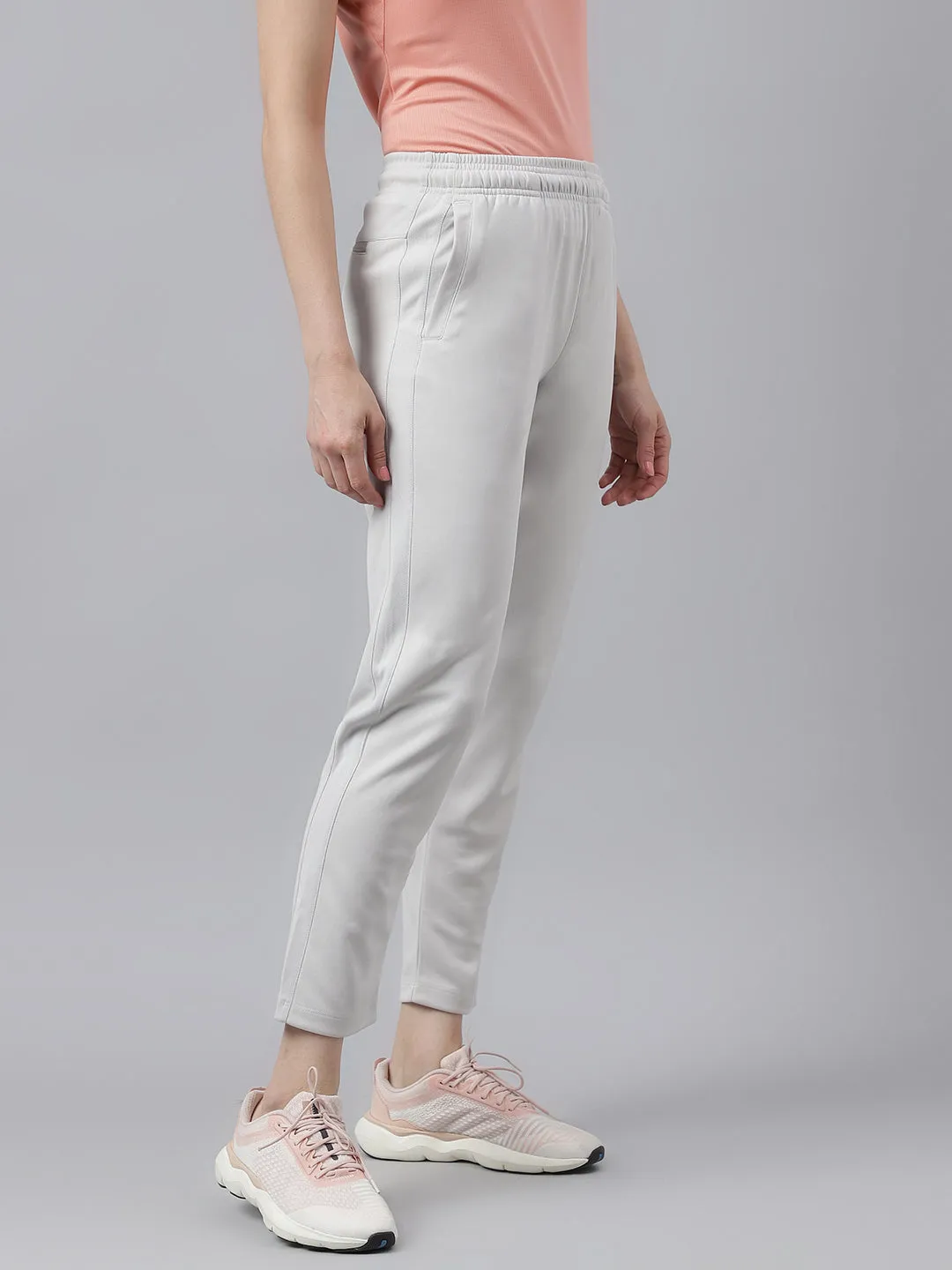 Statement Piece Easy Match Alcis Women's Light Grey Anti-Static Drytech  Slim-Fit Running Track Pants