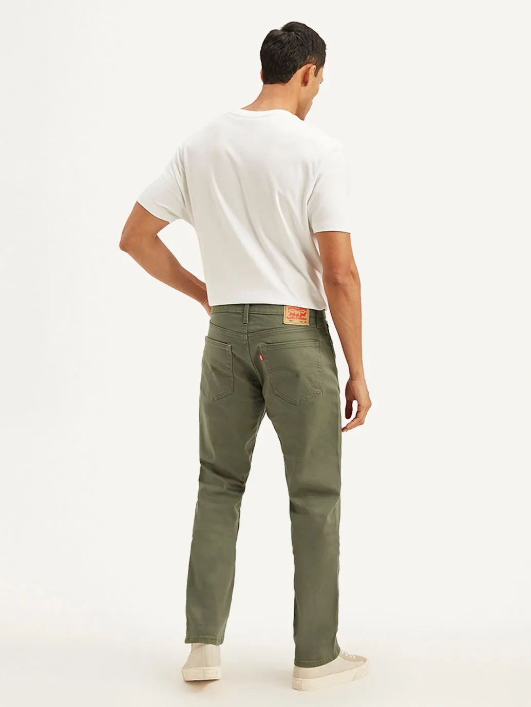 Men's 541 Olive Green Athletic Tapered Fit Mid Rise Jeans Minimalist Style Festival Outfit Loose