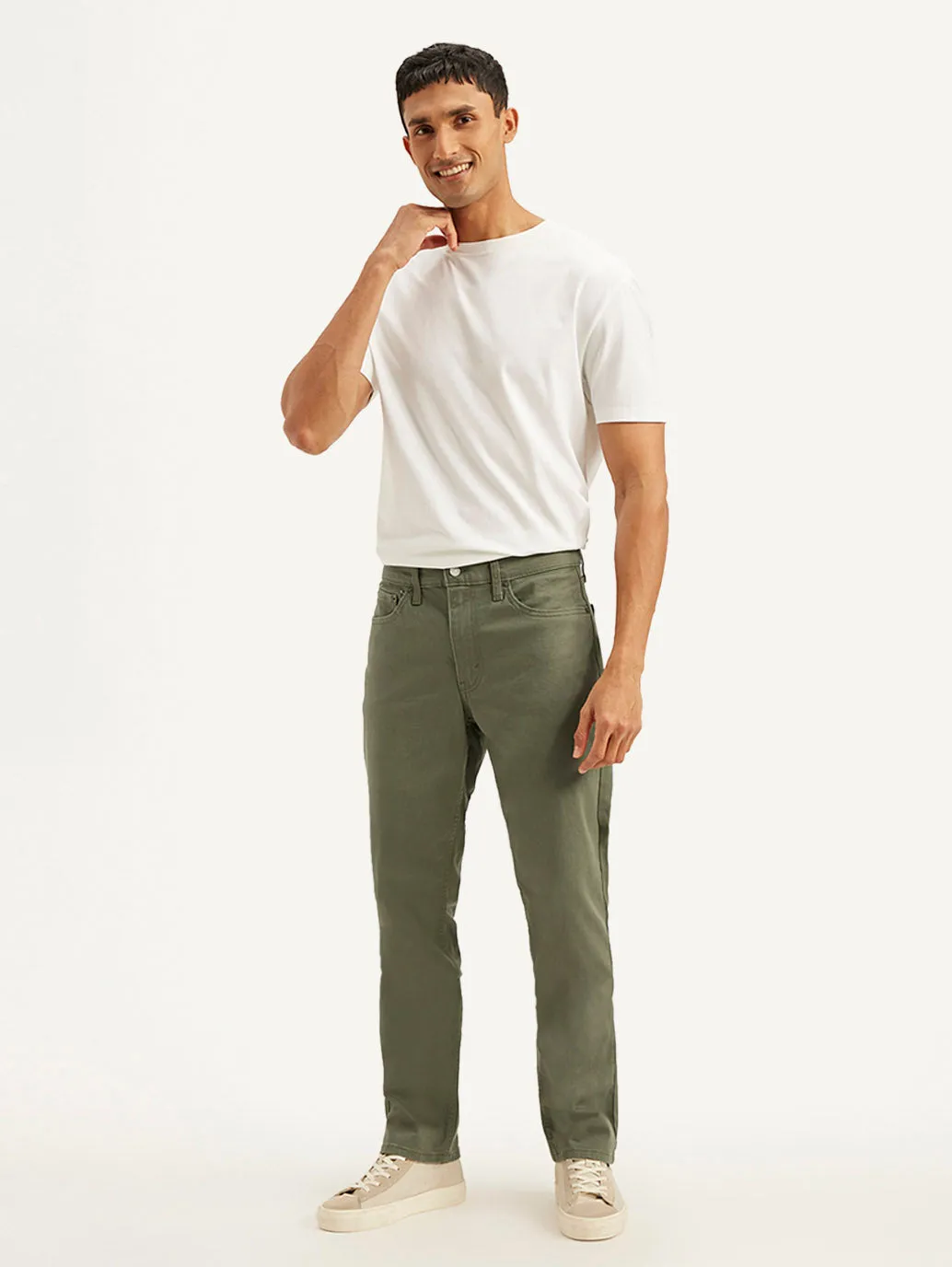 Men's 541 Olive Green Athletic Tapered Fit Mid Rise Jeans Cool Weather No Bulk Seam Design