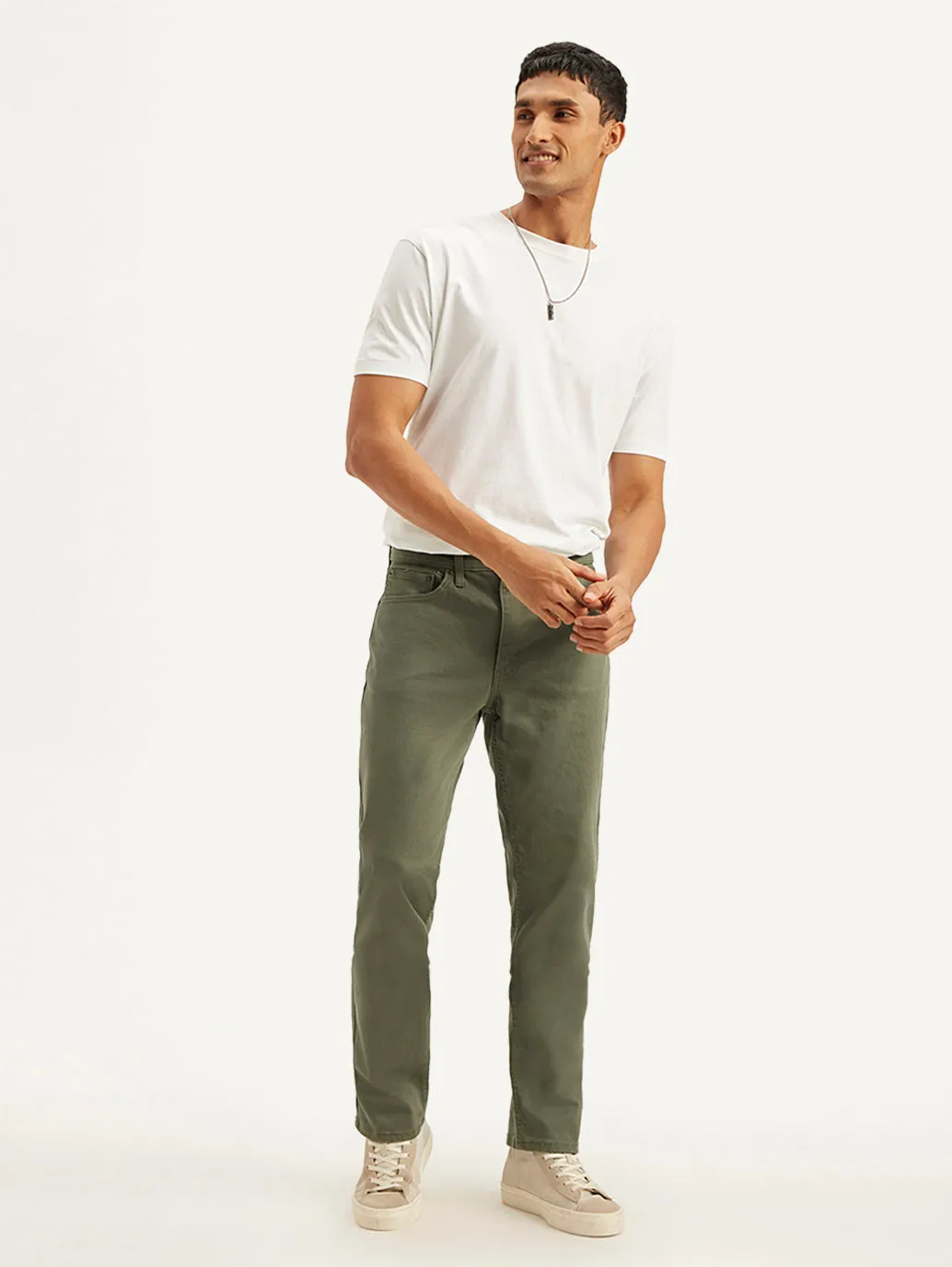 Men's 541 Olive Green Athletic Tapered Fit Mid Rise Jeans Simple Style Quick Dry Fabric