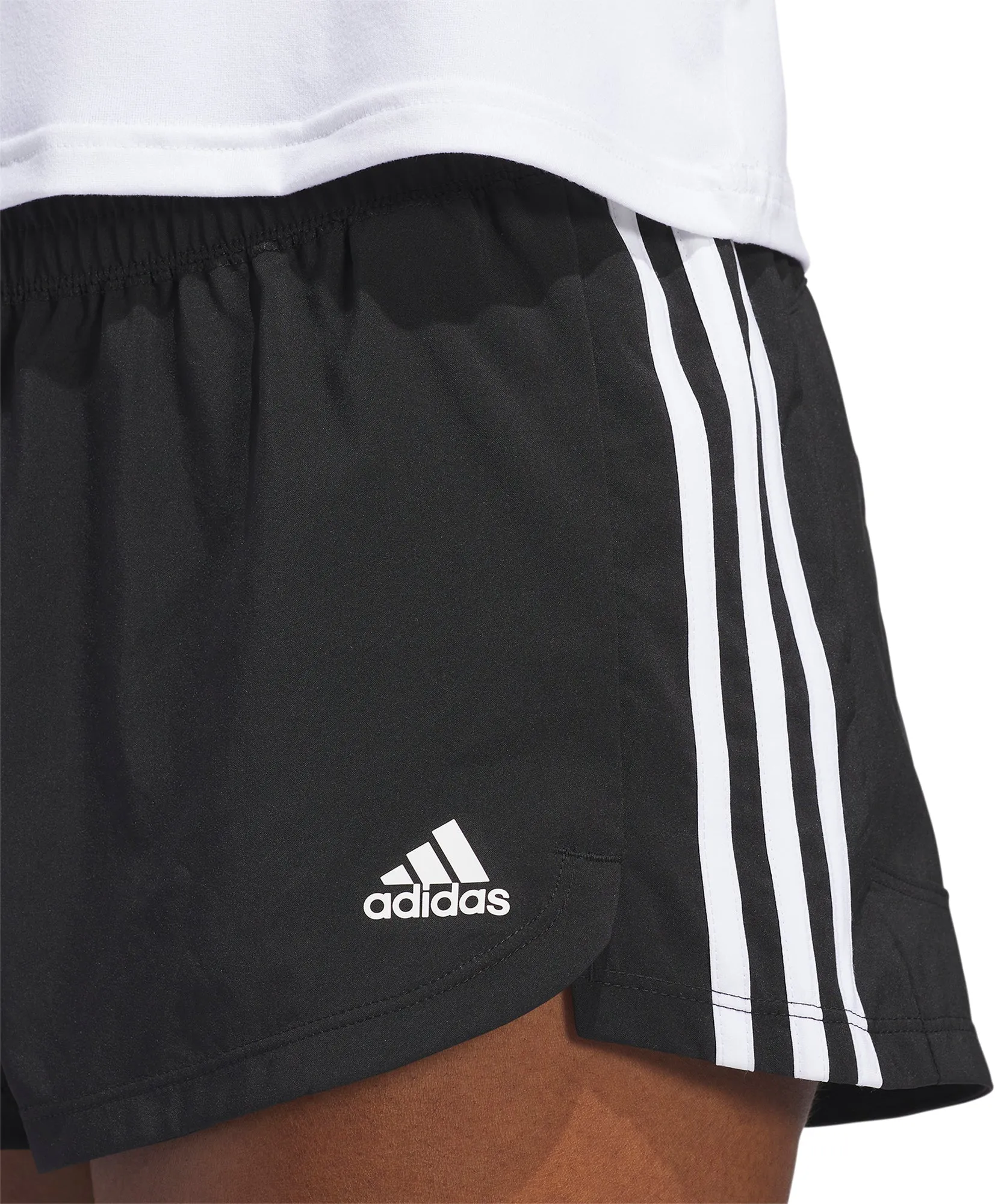 Belt loops adidas Pacer 3 Stripes Woven Womens Training Shorts - Black