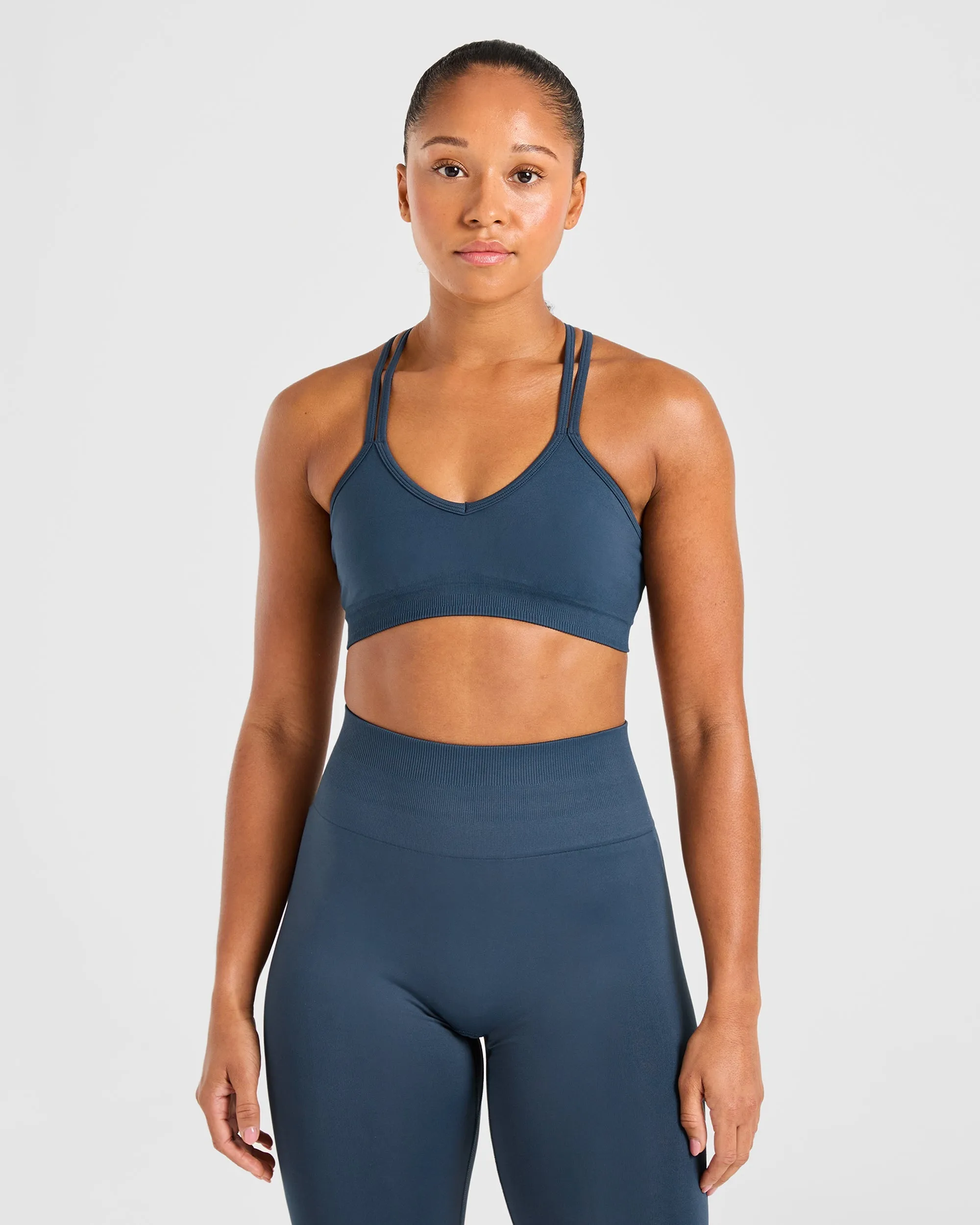 Ribbed waistband seams Power Seamless Sports Bra - Ocean Teal