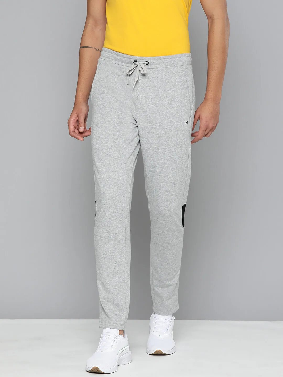 Alcis Men Grey Solid Drytech  Slim-Fit Track Pants Easy Care Fabric SmoothZipClosure