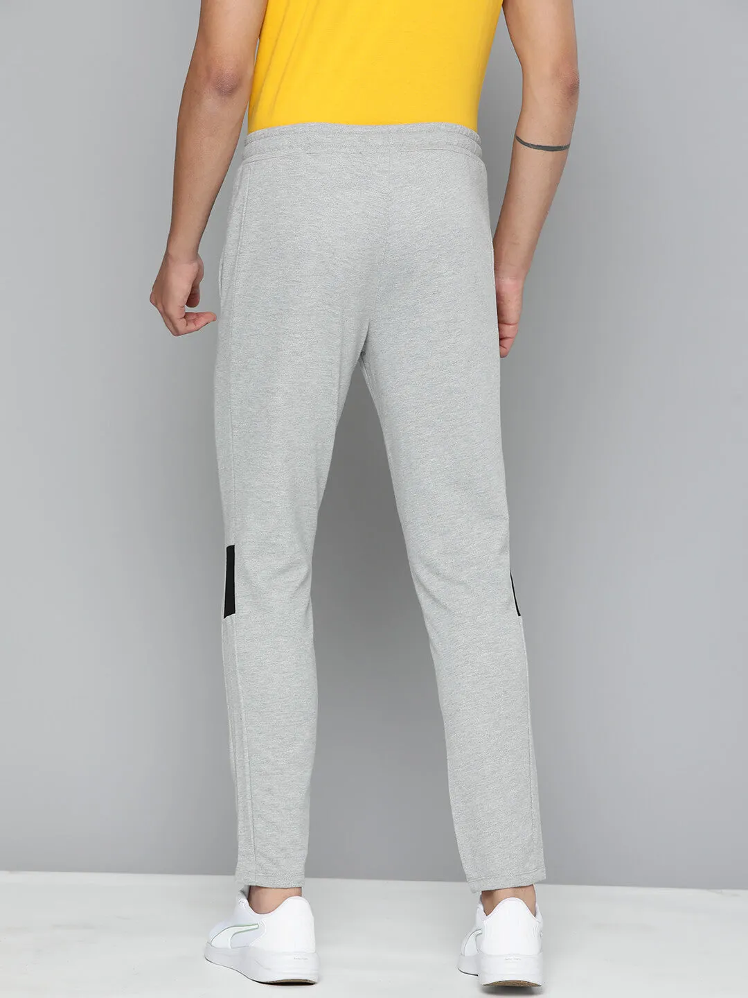 Plaid detail Zipper Closure Alcis Men Grey Solid Drytech  Slim-Fit Track Pants