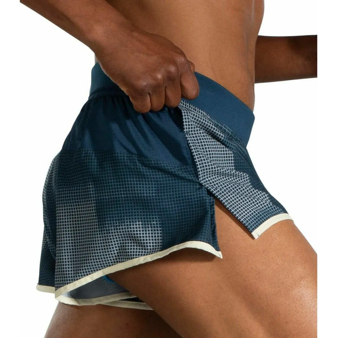 Multi Panel Cut Brooks Sherpa 3 Inch Split Mens Running Shorts - Blue