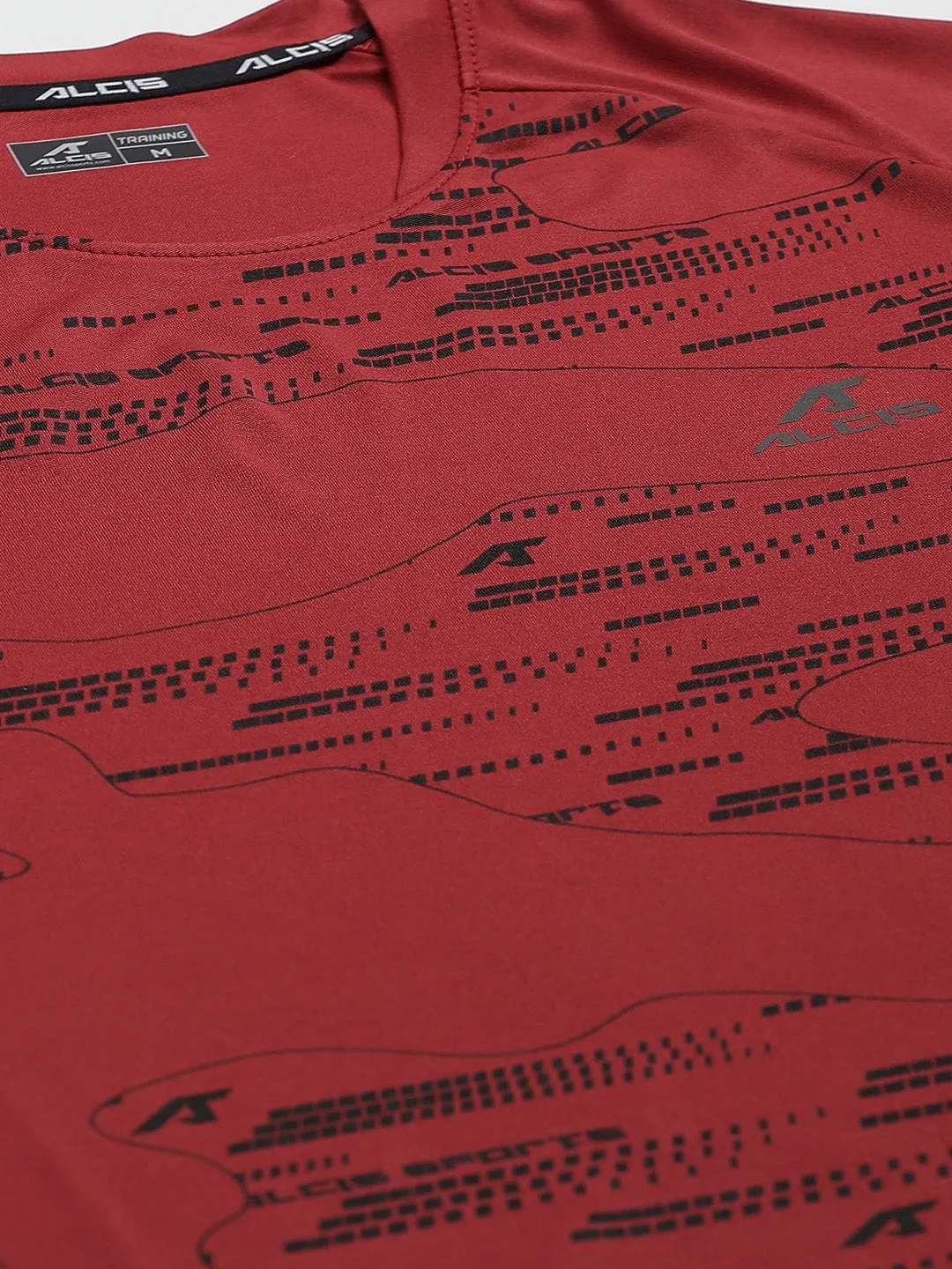 High End Glam Night Alcis Men Self Design Red Tshirts