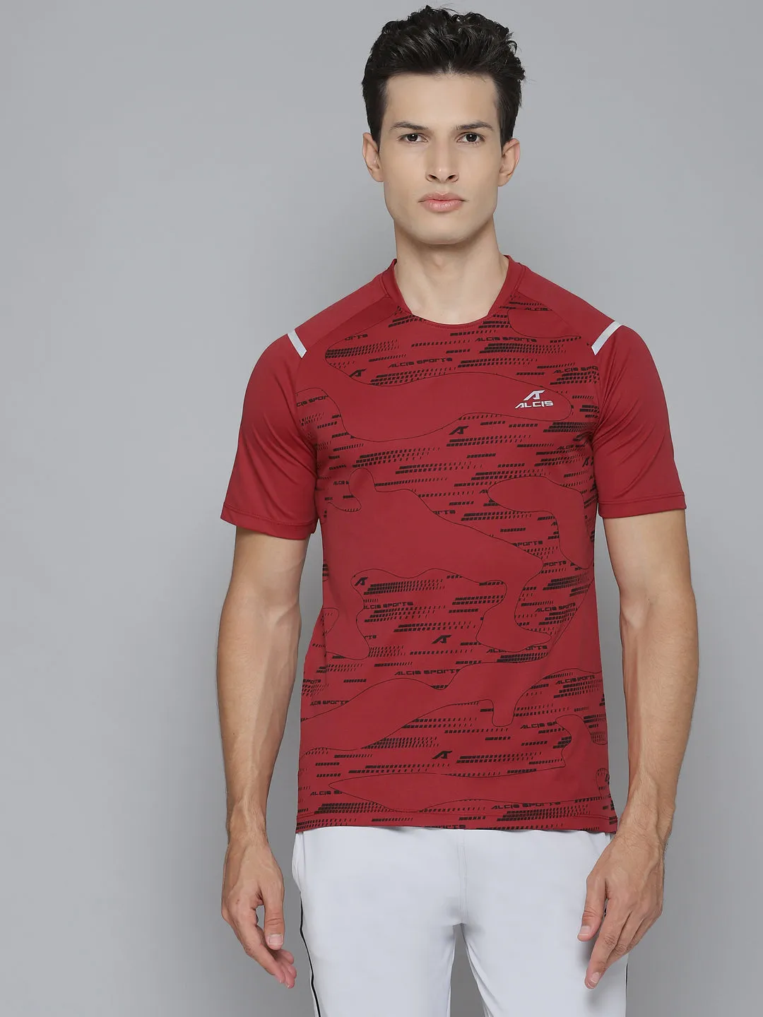 Alcis Men Self Design Red Tshirts SnagFree Surface