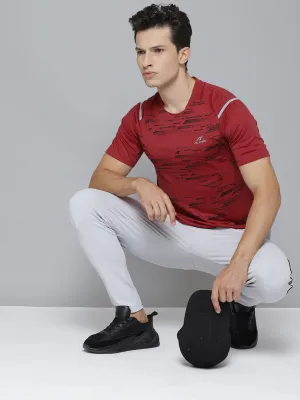 Alcis Men Self Design Red Tshirts HypoallergenicFabric