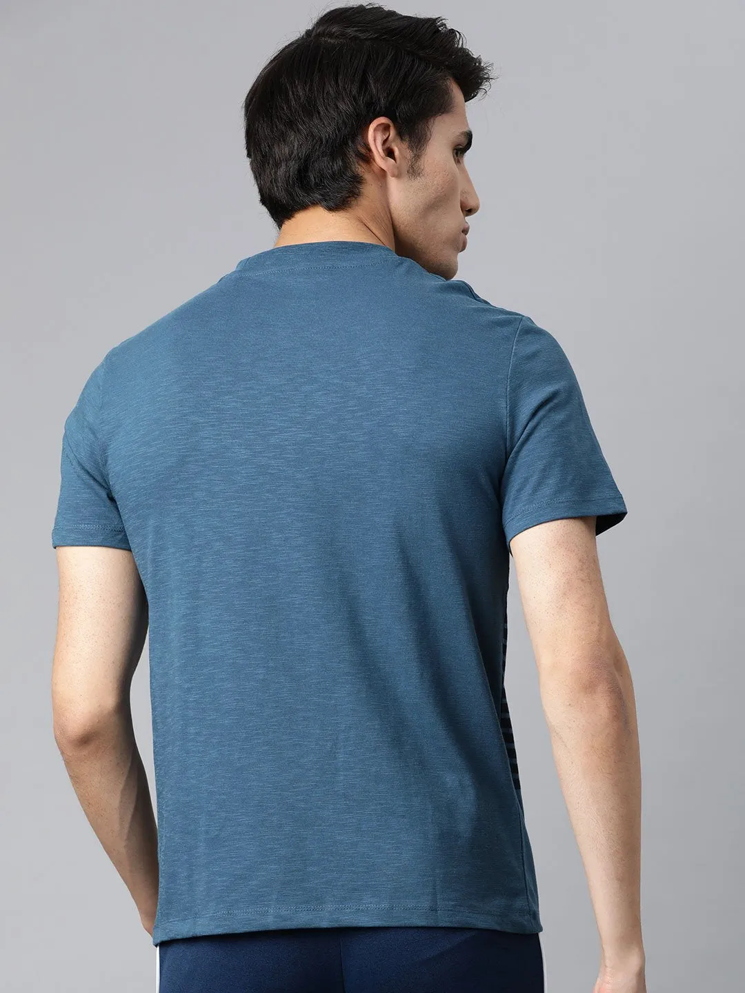 ReinforcedHem Sea Fit Alcis Men Blue Typography Printed Slim Fit T-shirt