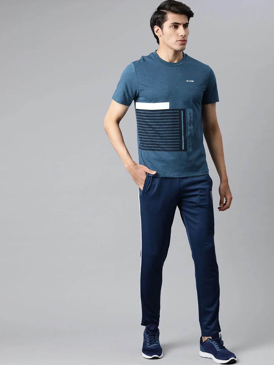 Night Charm All Day Alcis Men Blue Typography Printed Slim Fit T-shirt