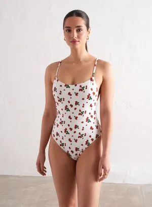 Berry Deep Back Classic Swimsuit Poolside Vacation Allover Print