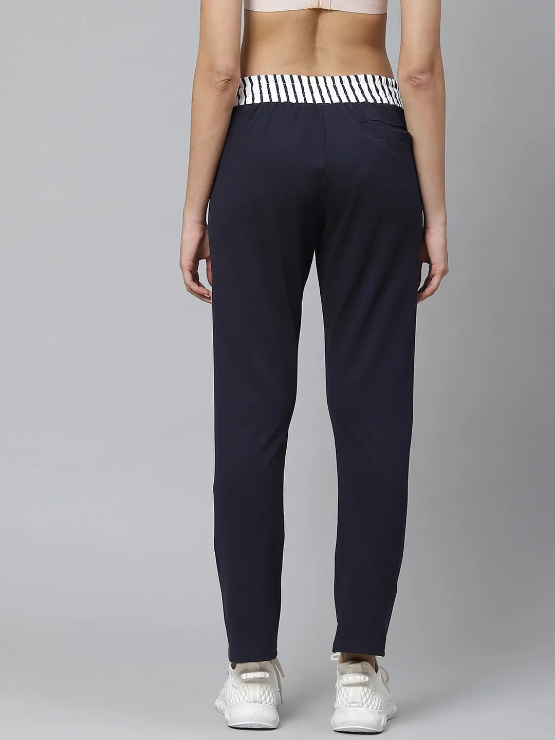 Alcis Women Navy Solid Training Track Pants Moisture Wicking All Ages