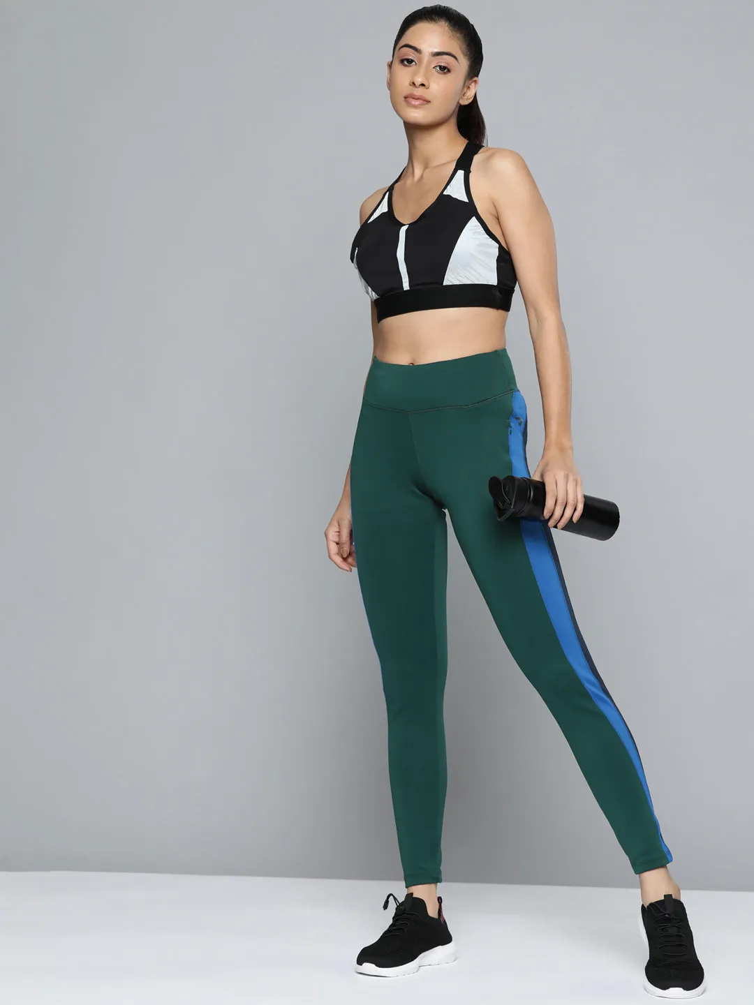 Soft Touch Summer Wear Alcis Women Green & Blue Solid Tights