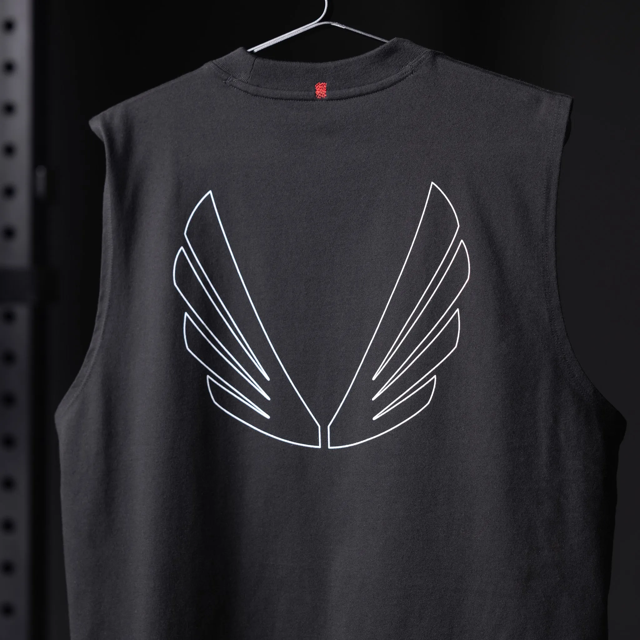 0807. Tech Essential? Relaxed Cutoff - Black "Outline" Ventilated Back
