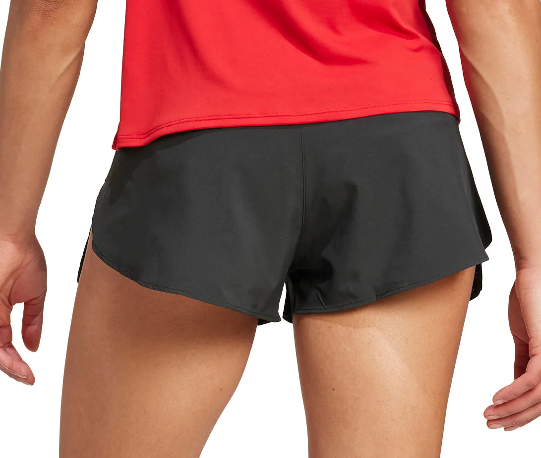 Streetwear Flatlock Seam Technology adidas Adizero Essentials Womens Split Running Shorts - Black