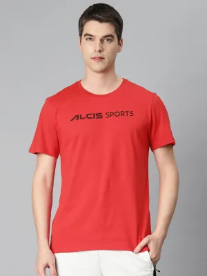 Mountain Cool Relax Vibe Alcis Men Red Typography Printed Sports T-shirt