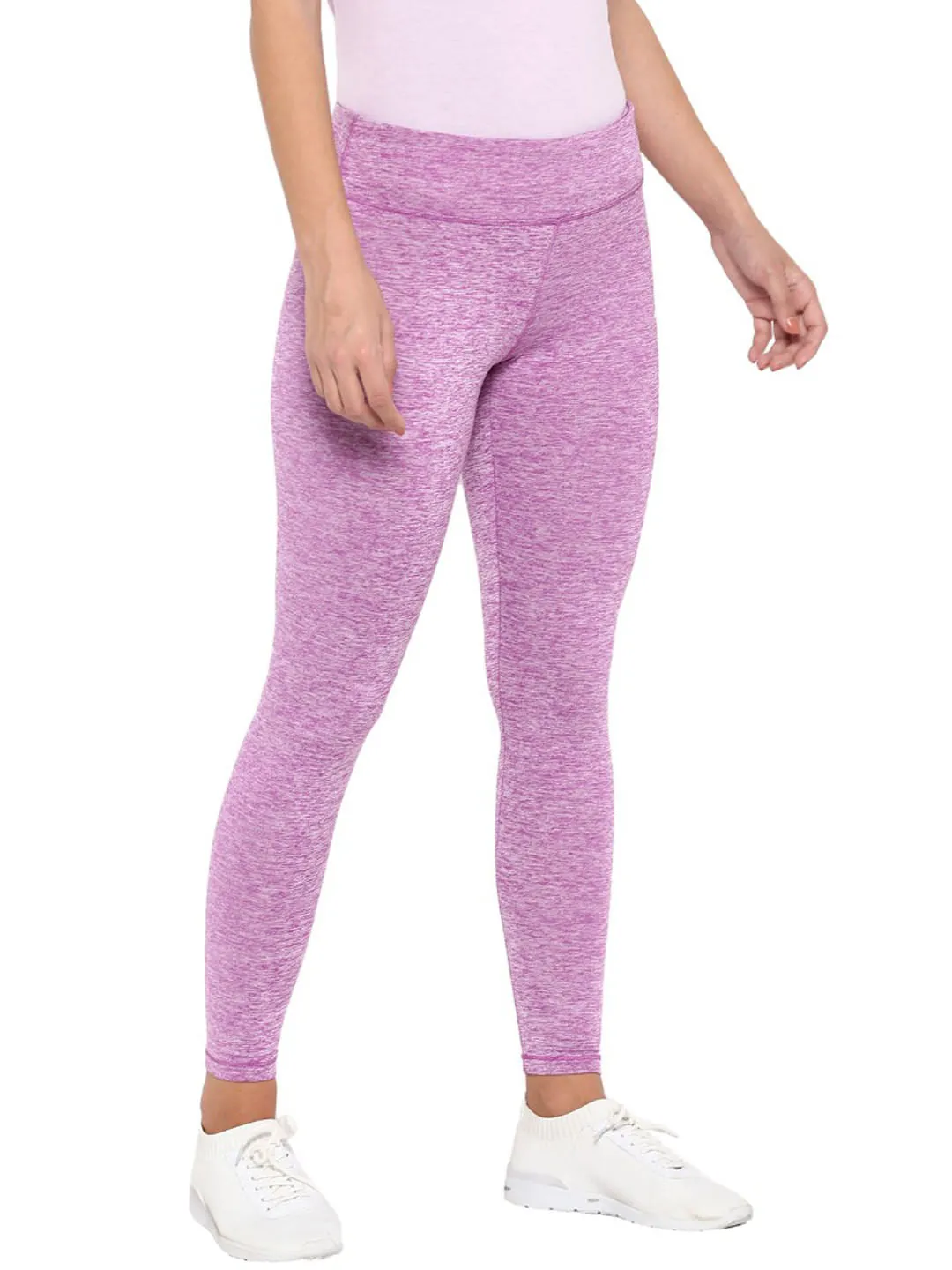 Alcis Women Purple Solid Ankle-Length Leggings Slimming Fit Lounge Outfit