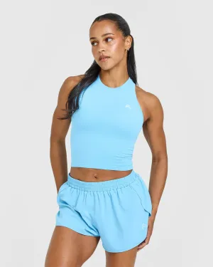 french chic Moon Cool Adjustable Hem Go To Seamless Fitted Mid Vest | Arctic Blue
