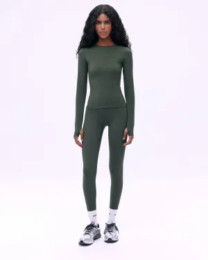 Travel Ease Mesh Panel Outdoor Running Ultimate Leggings - Dark Olive