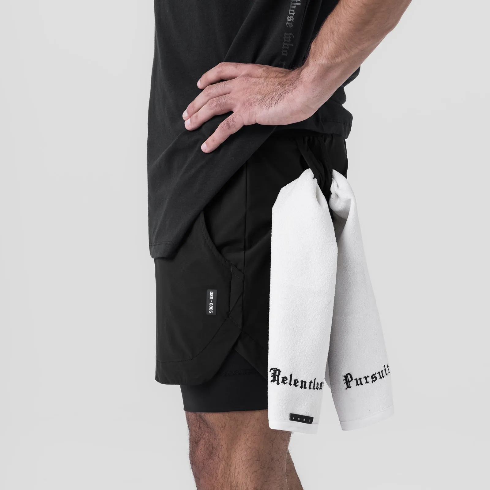 0865. Tetra-Lite? 5" Liner Short - Black "Wings"/Black Simple Appeal Durable Hemming
