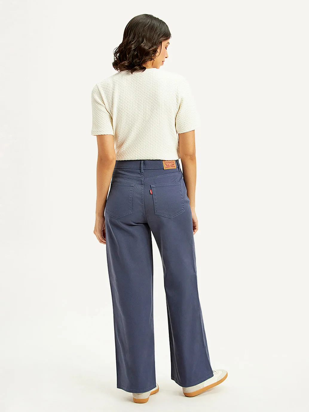 Women's Navy Blue Vintage Chino Wideleg Fit High Rise Jeans Autumn Days Unisex Wear Teen Outfit