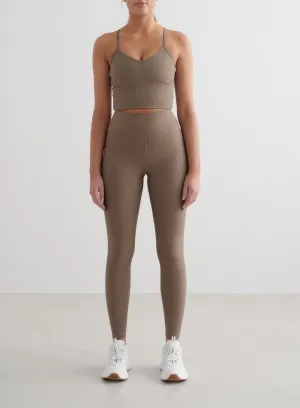 Secure Pocket Seams Ultra Basic Nougat Ribbed Performance Tights