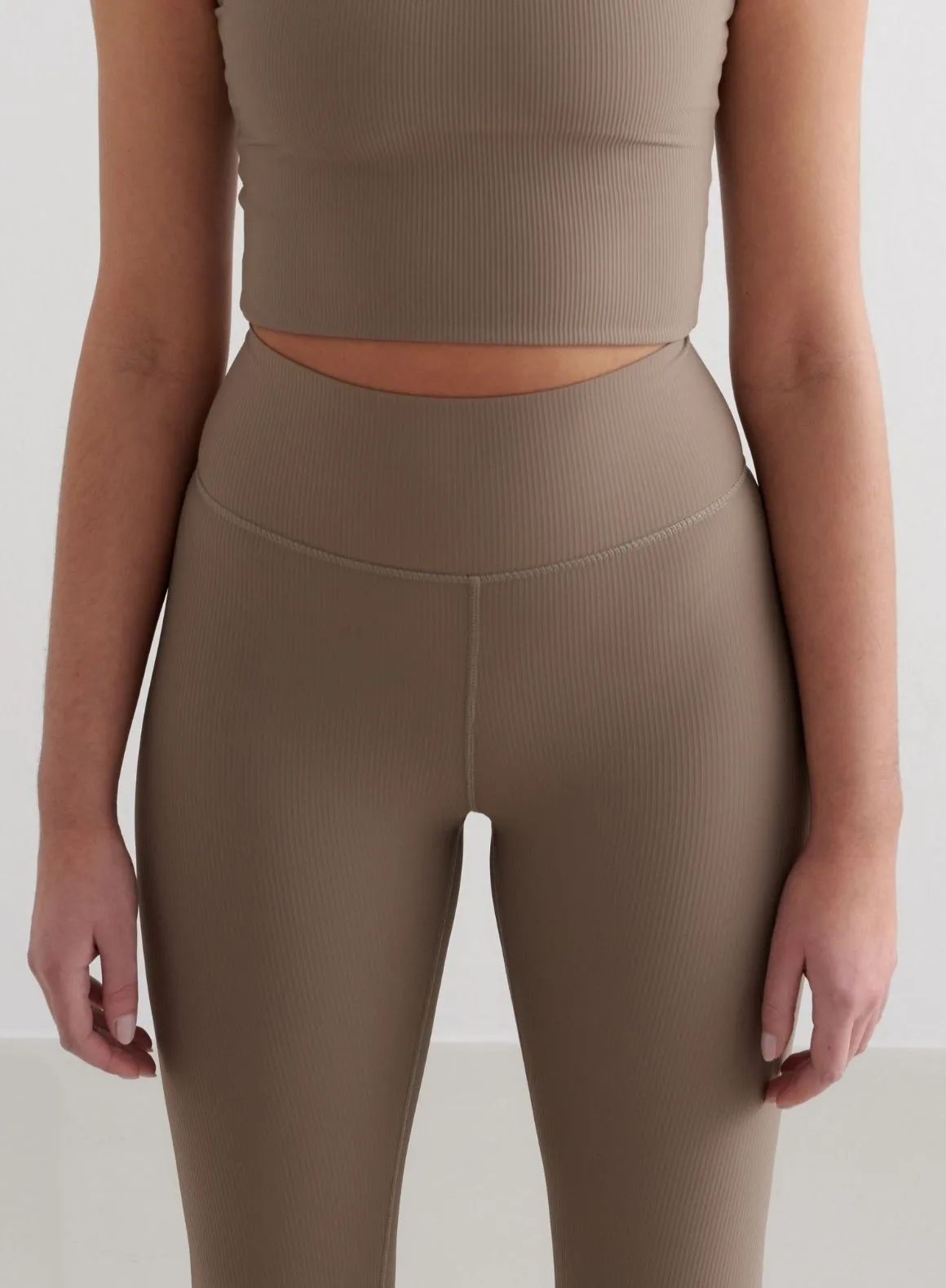 Ankle length Lightweight Material Pilates Session Nougat Ribbed Performance Tights