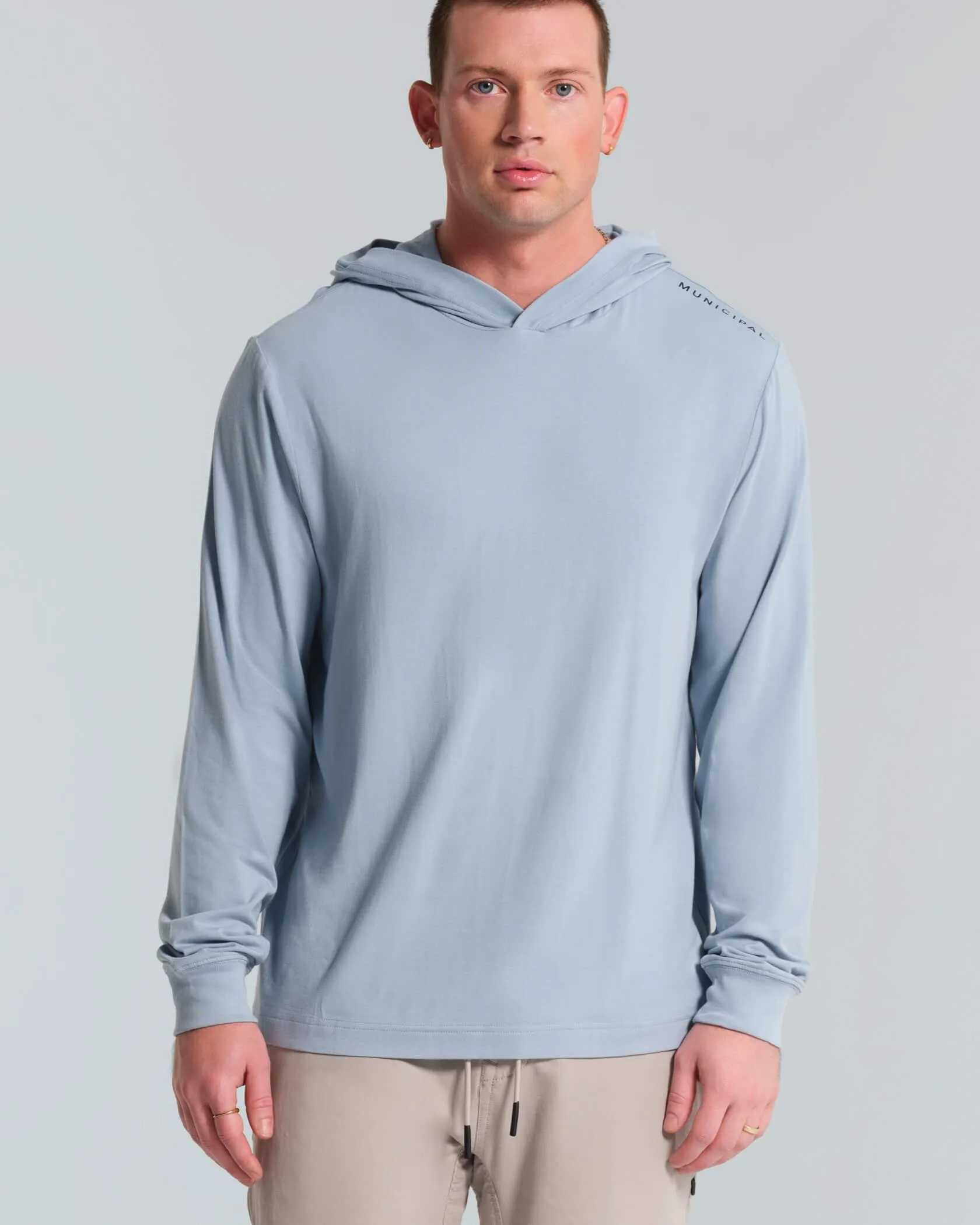 Enduro Stretch LS Hooded T-Shirt EcoFriendly Textiles Layered Hem Details