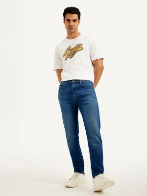 Men's 512 Blue Slim Tapered Fit Mid Rise Jeans Breathable Brunch Outfit Trend Design