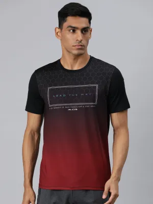 LayeredNeckline Music Mood Alcis Men Black Typography Printed Anti Static Slim Fit T-shirt