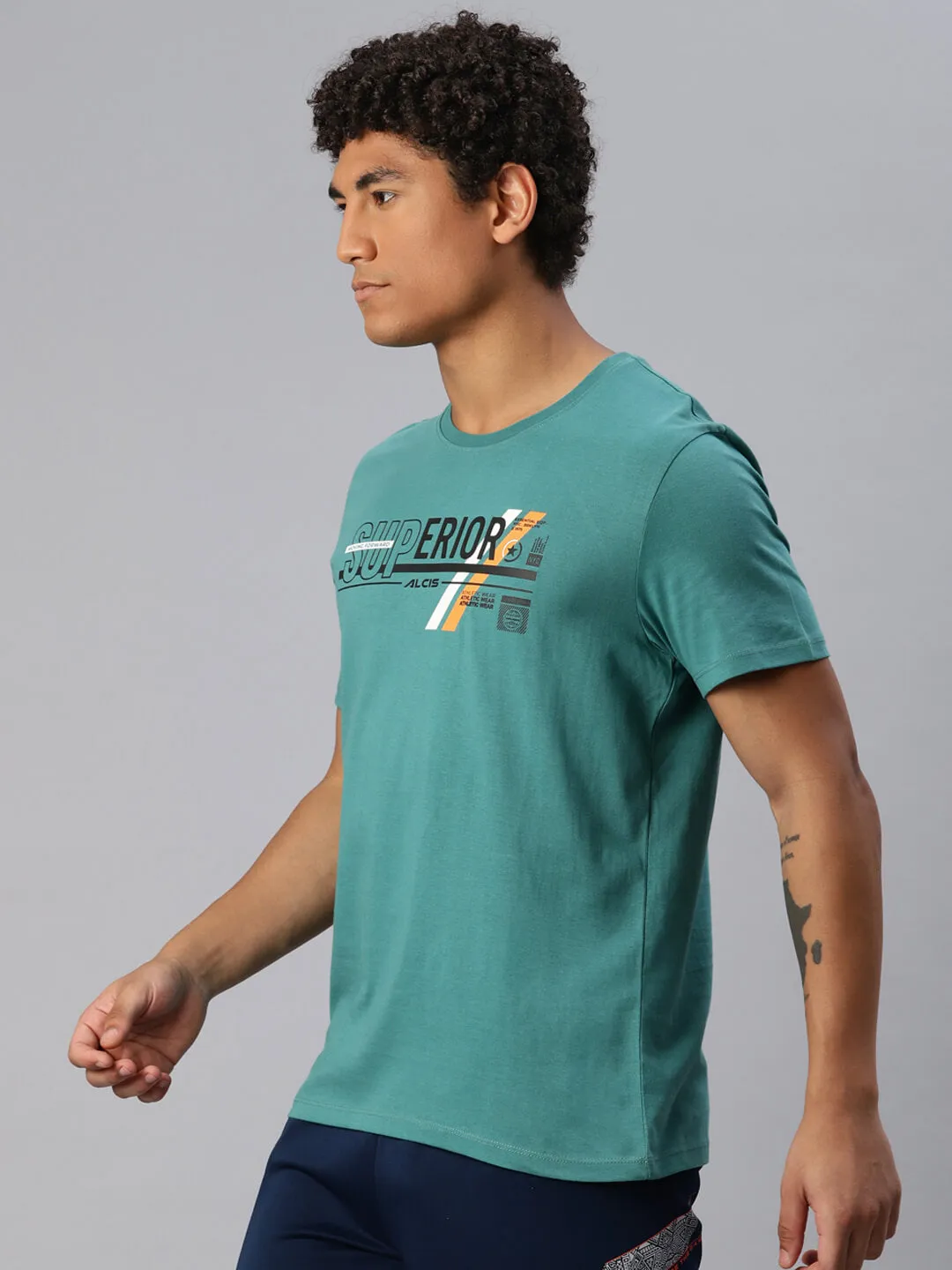 Team Edge MoistureControl Lining Alcis Men Typography Printed T-shirt