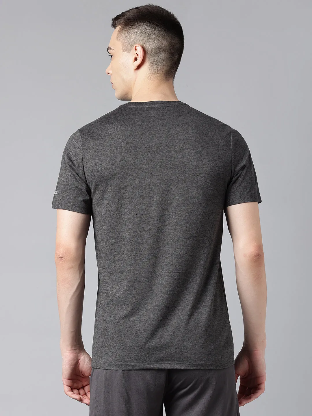 Foldable Hem Mesh Glow Alcis Men's Grey & Black Anti-Static Drytech  Slim-Fit Training Tee