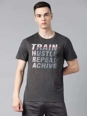 Alcis Men's Grey & Black Anti-Static Drytech  Slim-Fit Training Tee Future Edge