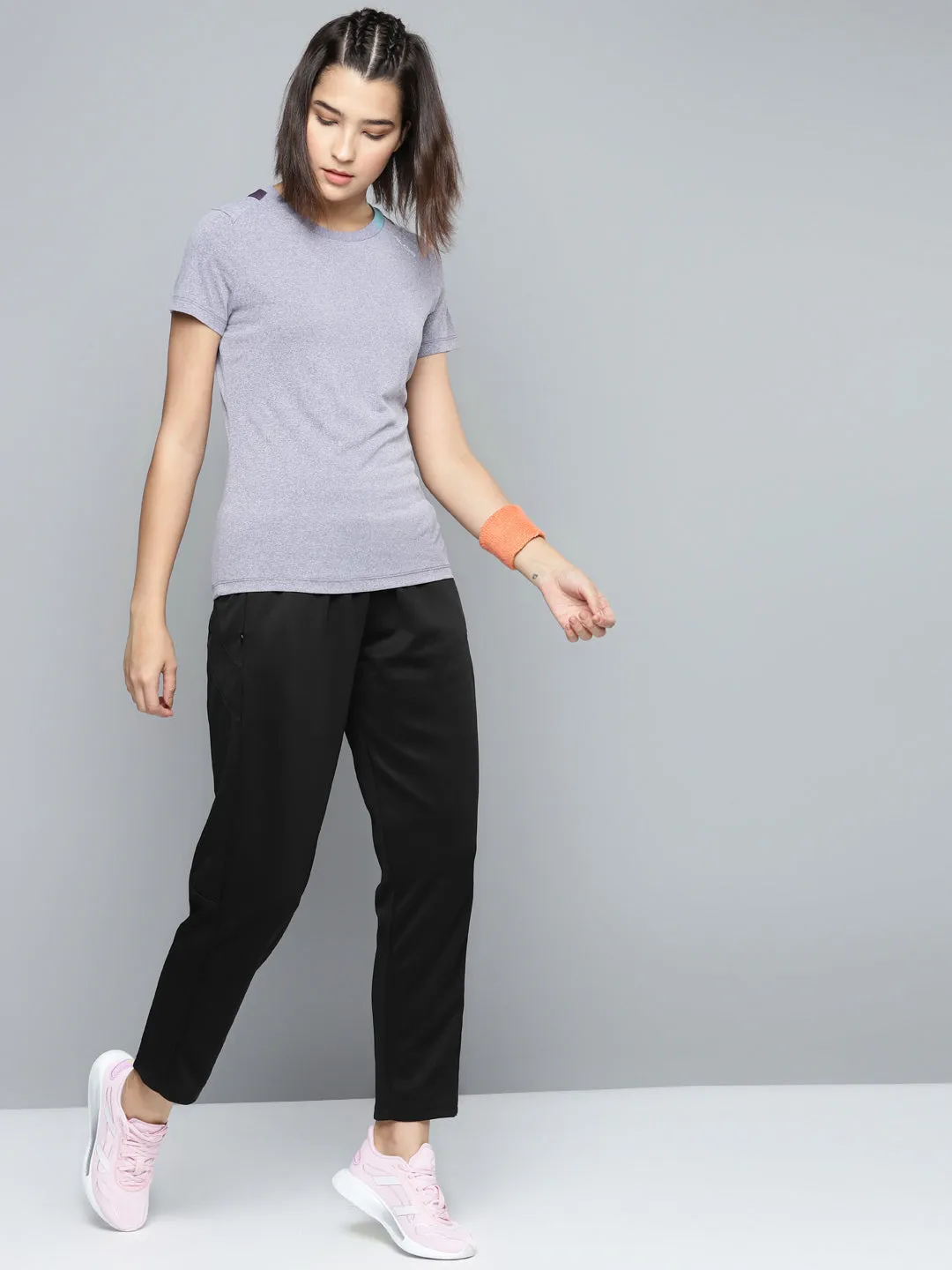 Alcis Women Black Solid Slim Fit Track Pants Slim Silhouette Adjustable Drawcord