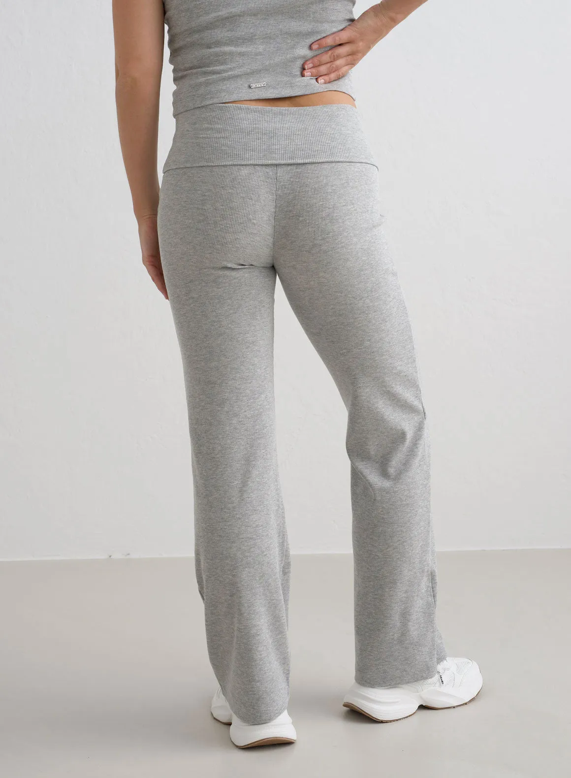 Grey Melange Ease Ribbed Petite Pants EcoFriendlyMaterial