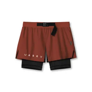 0786. Ripstop 3" Belt Pack Short - Brick/Black hiking apparel Faux Leather