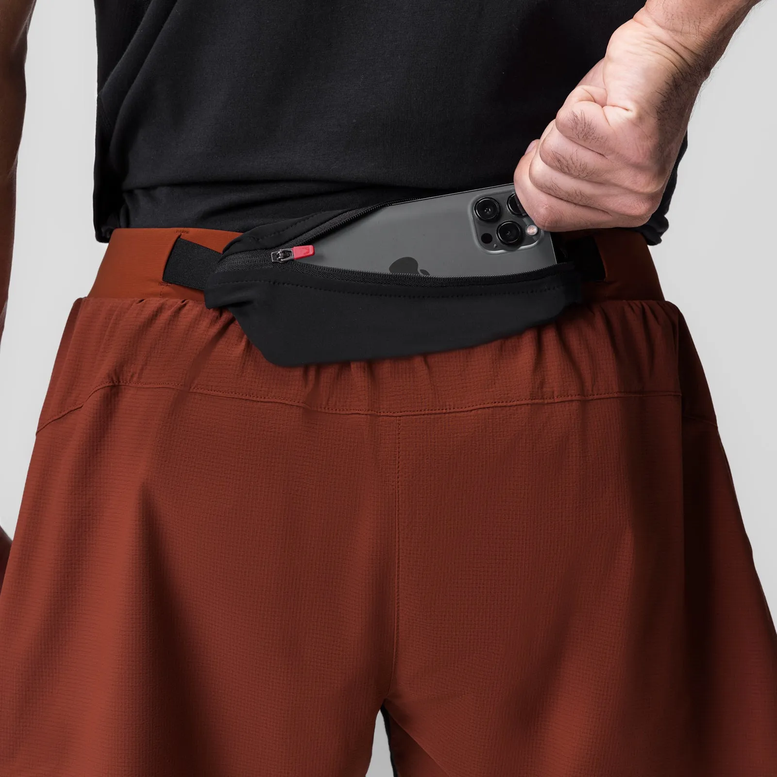 0786. Ripstop 3" Belt Pack Short - Brick/Black Tear Resistant Weave