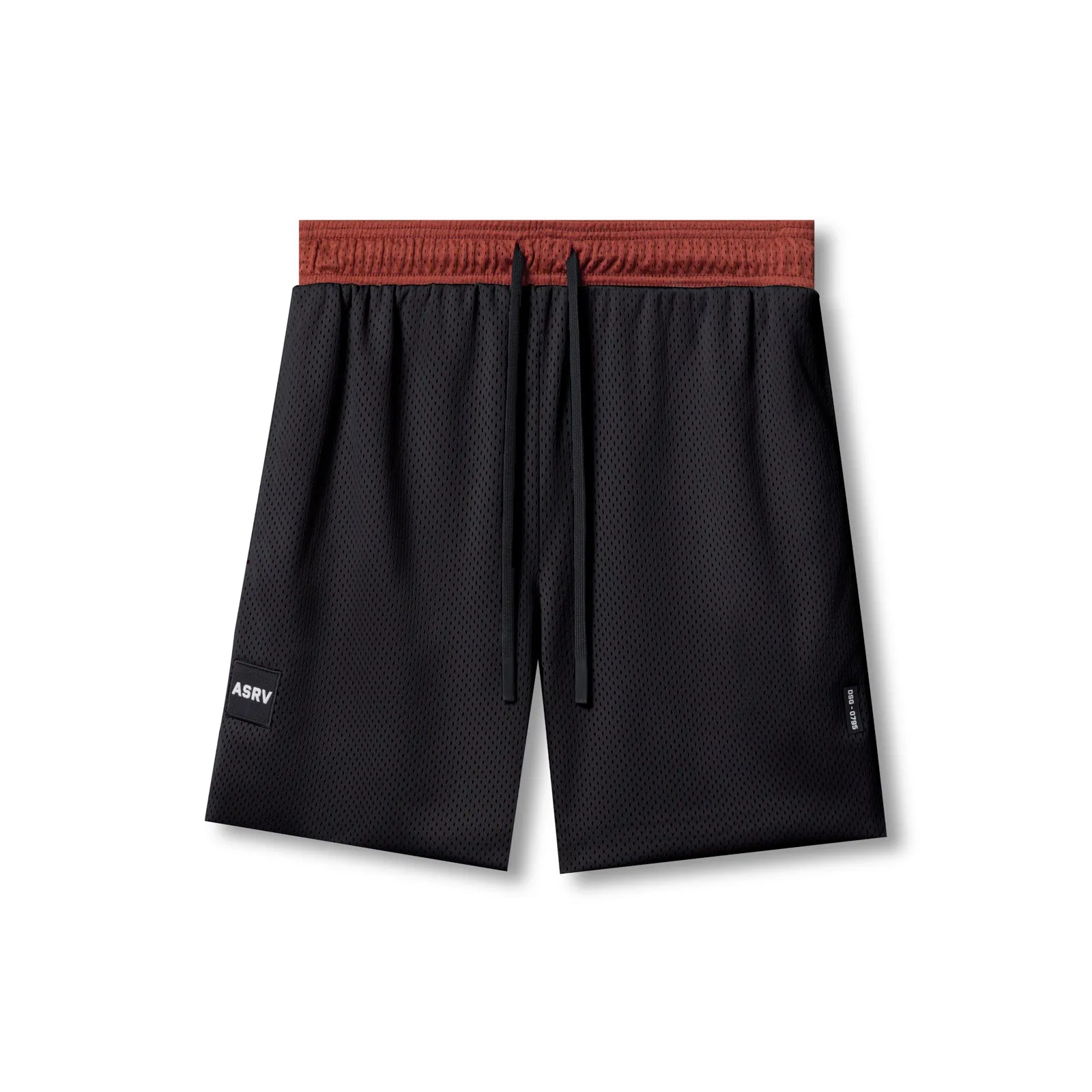 Anti Slip Grip Technology Wrinkle resistant fabric 0795. SilverPlus? Mesh Reversible Short - Brick/Black