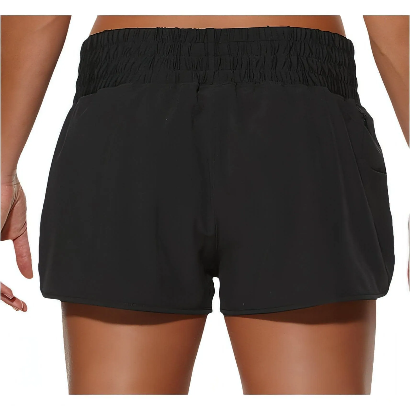 WrinkleFreeFabric Asics Woven Womens Running Shorts - Black