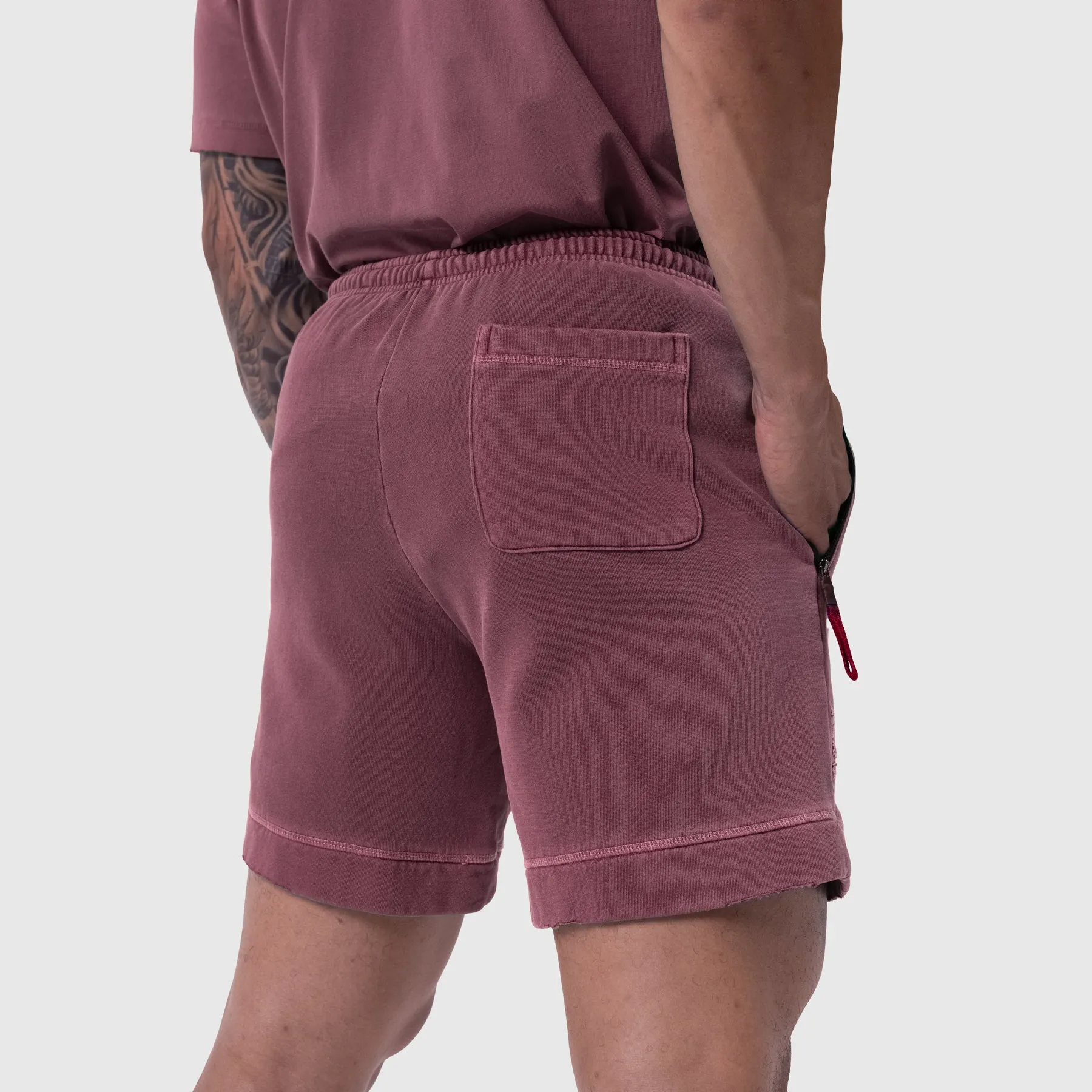 0921. Tech Essential? Sweat Short - Faded Crimson Snag Free Zipper Quick Dry Technology