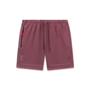 0921. Tech Essential? Sweat Short - Faded Crimson Ripstop Material Geometric Pattern
