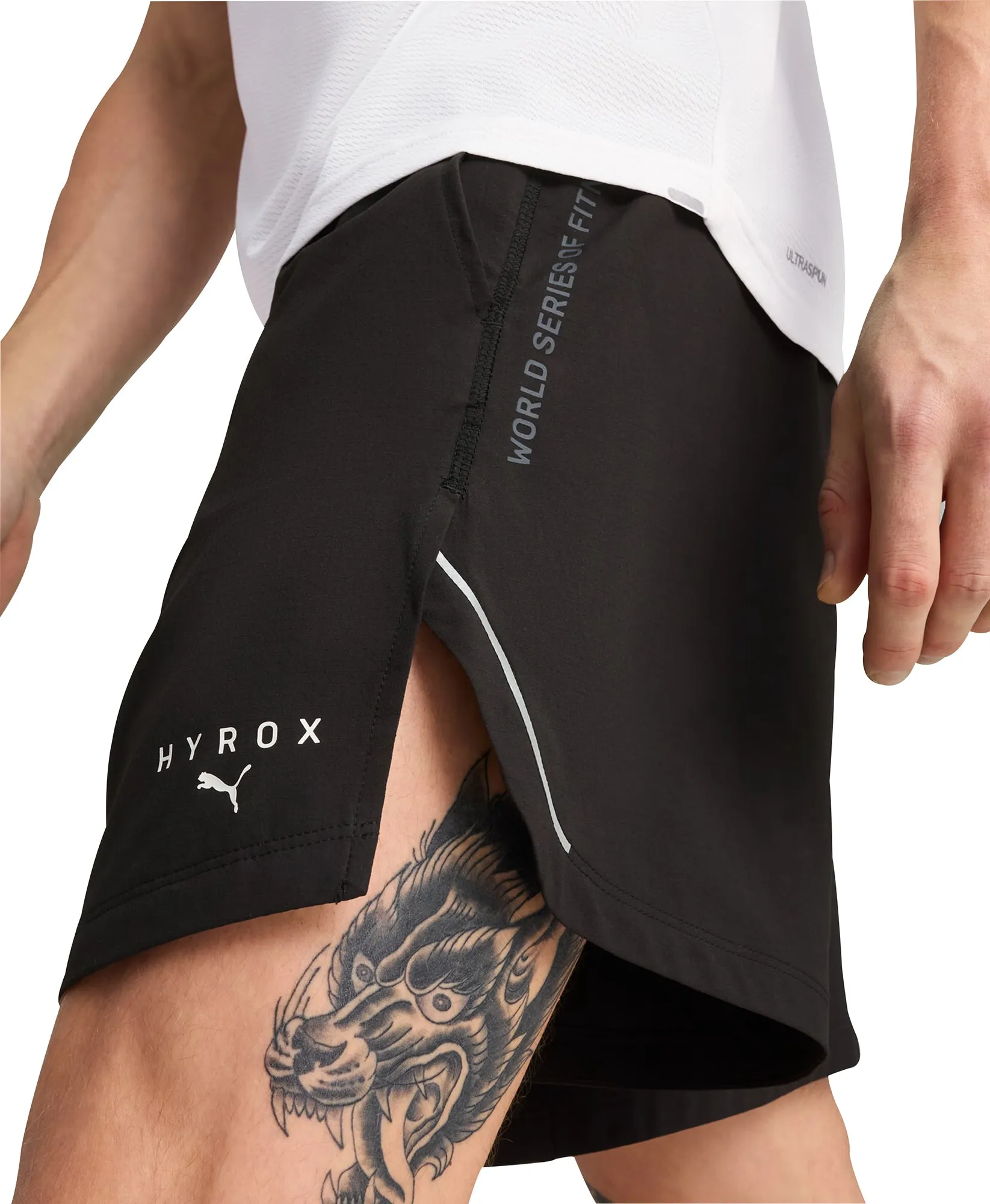 Puma X HYROX Ultraweave 6 Inch Mens Training Shorts - Black Breathable Cut Functional Design