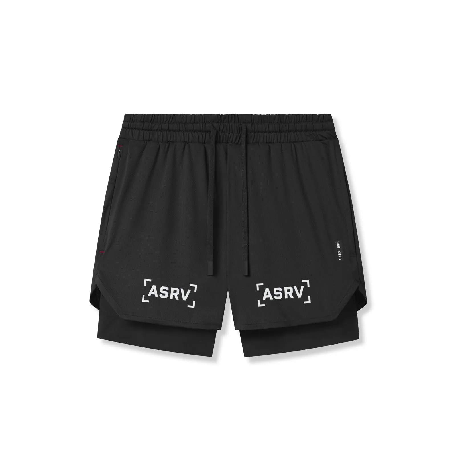 0828. AeroSilver? 5" Liner Short - Black "Bracket"/Black Adjustable drawstring