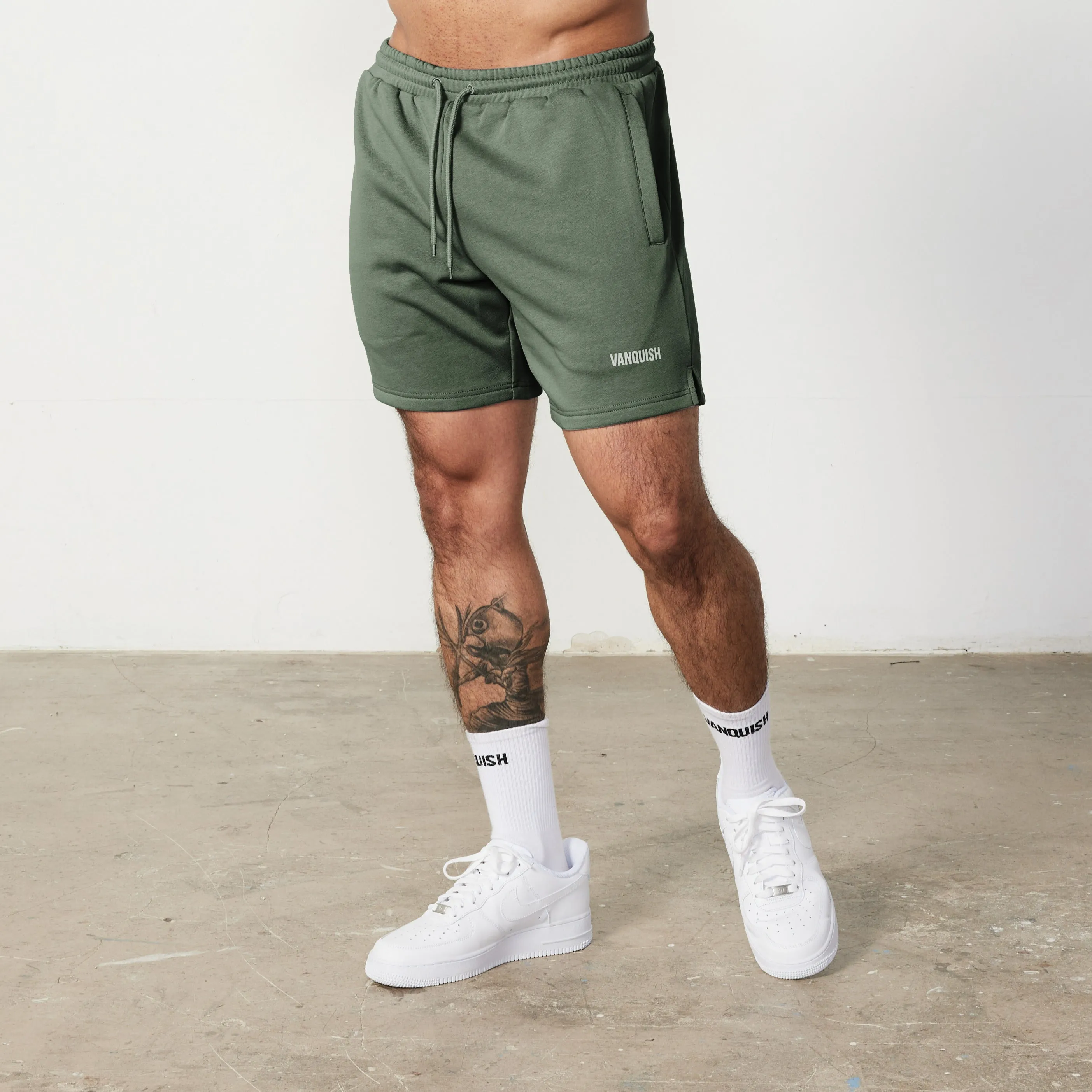 Vanquish Essential Forest Green Regular Fit Shorts Tactical Attachment Loops Minimal Fit