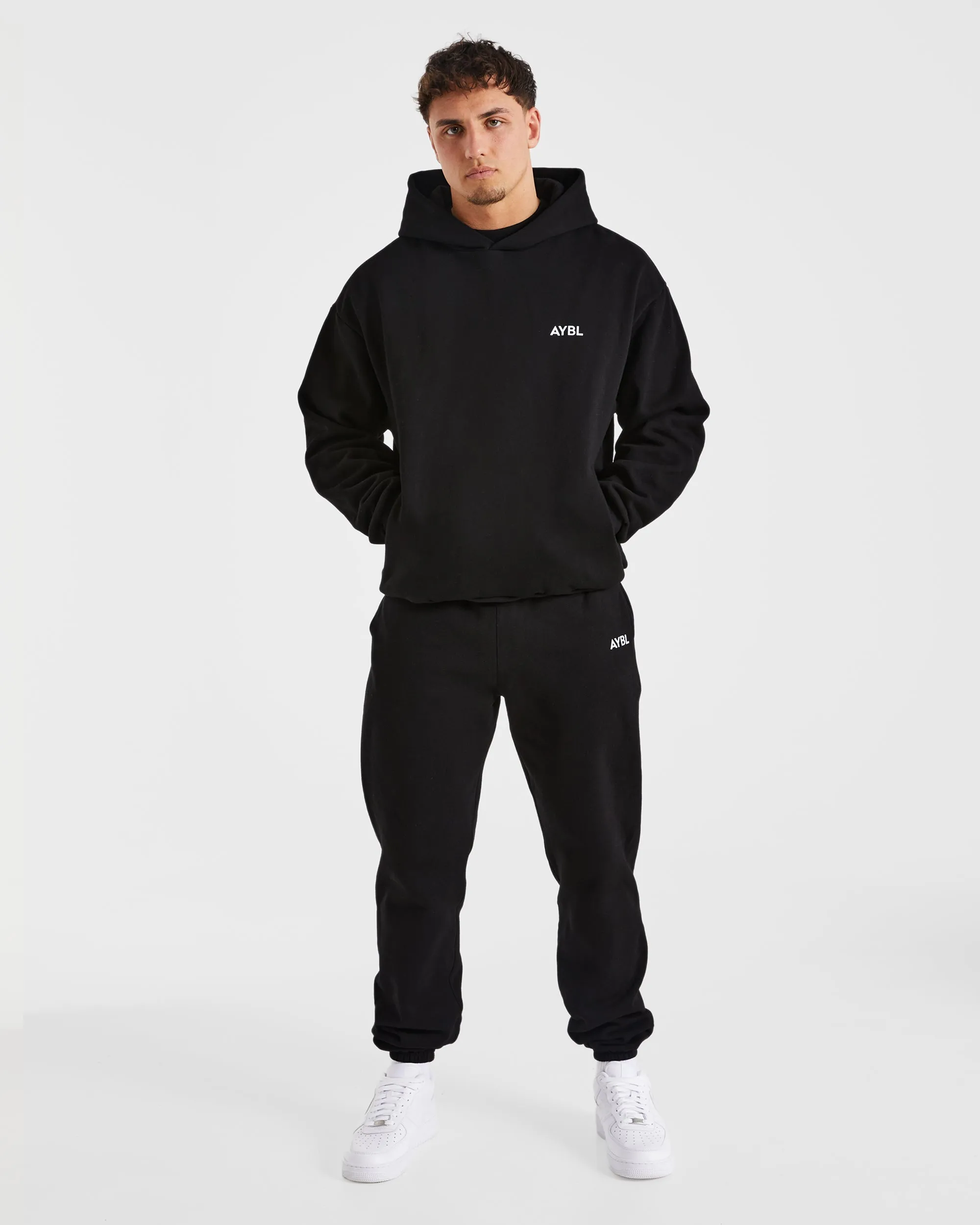 Triple Stitched Seams Essential Oversized Hoodie - Black