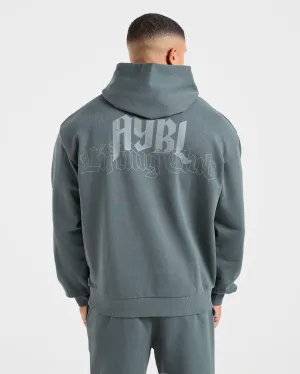 Cozy Apparel Lifting Club Gothic Oversized Hoodie - Iron Slate