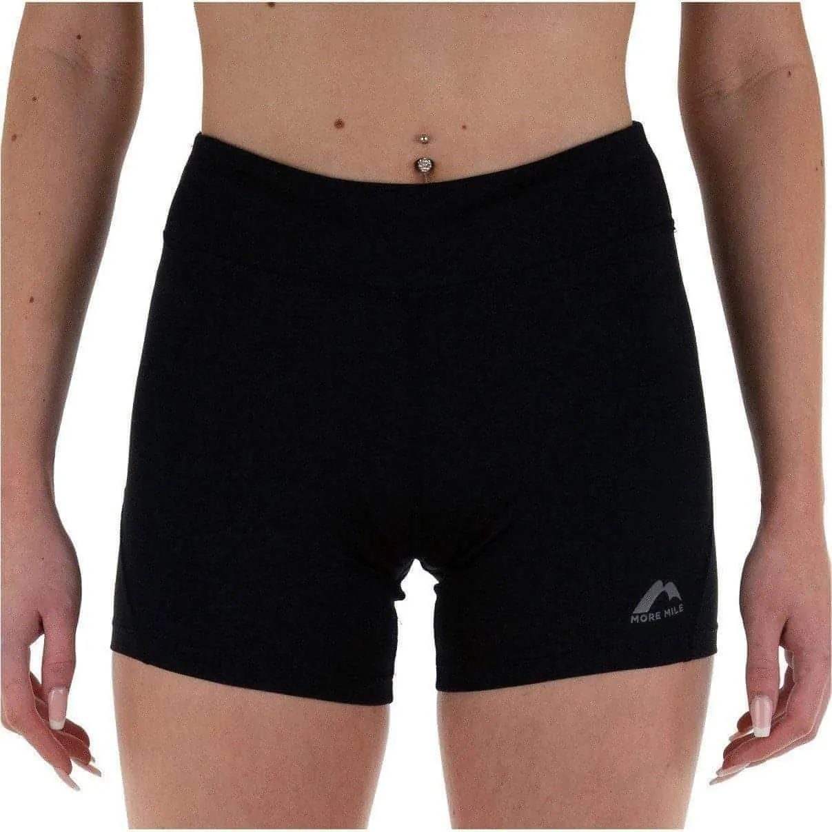 More Mile Biker Womens Short Running Tights - Black Odor Control Technology Performance Wear